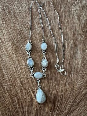 Sterling Silver Moonstone drop necklace